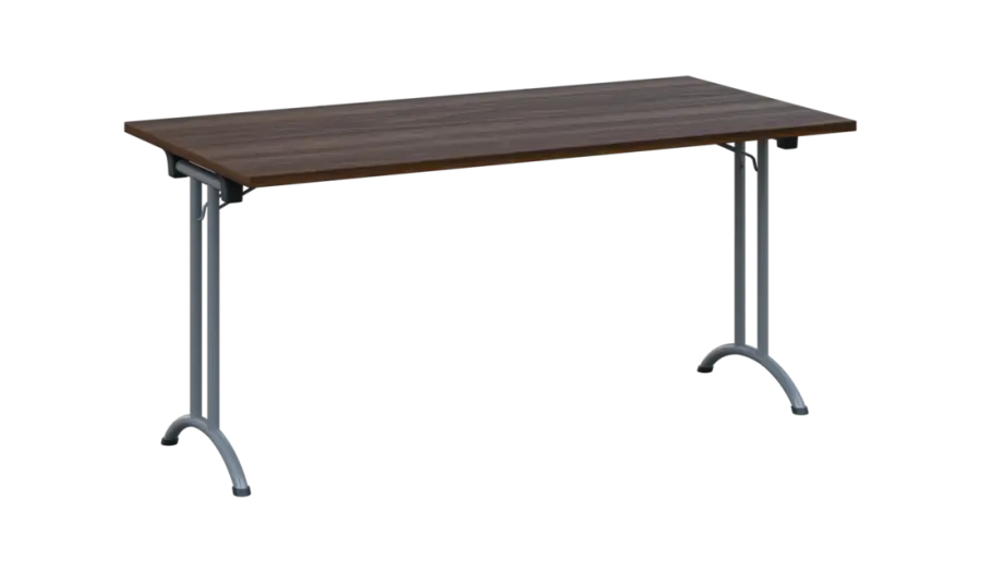 SLA 160 lak skládací jednací stůl 1600x800, deska 25 mm, podnož stříbrný lak, deska ořech královský